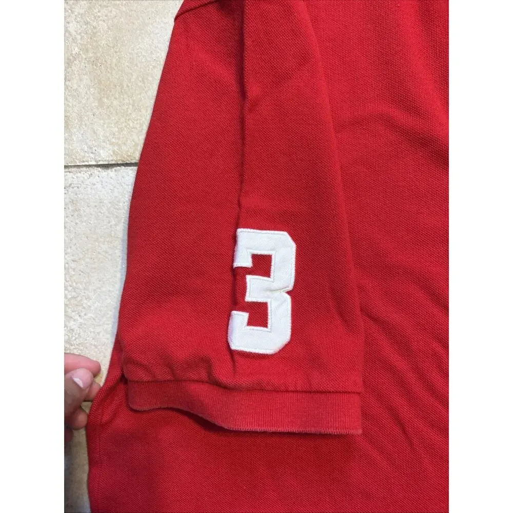 VTG Polo Ralph Lauren Polo Shirt Mens Large Tall Red Polo Match 3 Patch Stampede